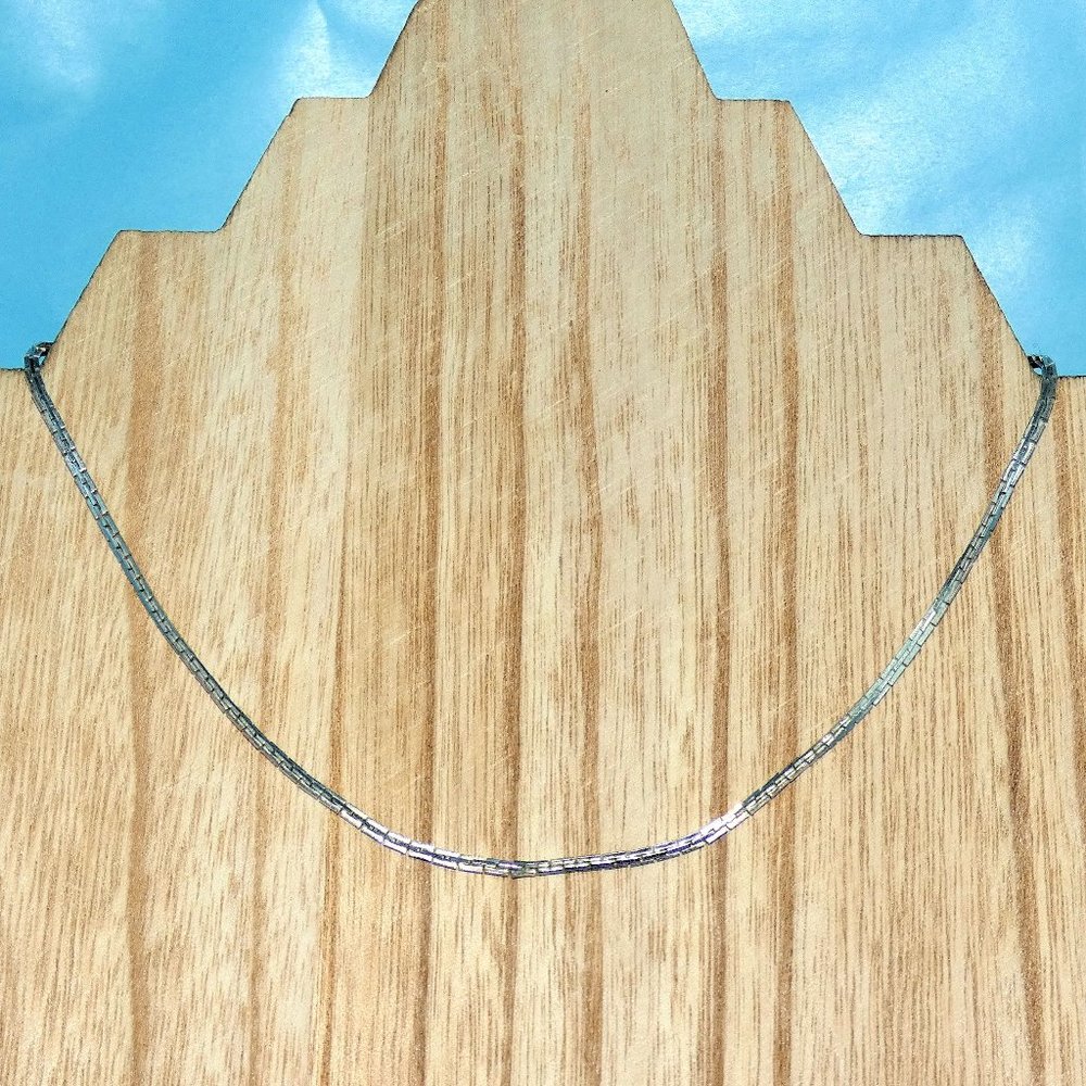 Vintage Signed BIAGI Necklace Silver Tone Chain Rectangle Shaped Links